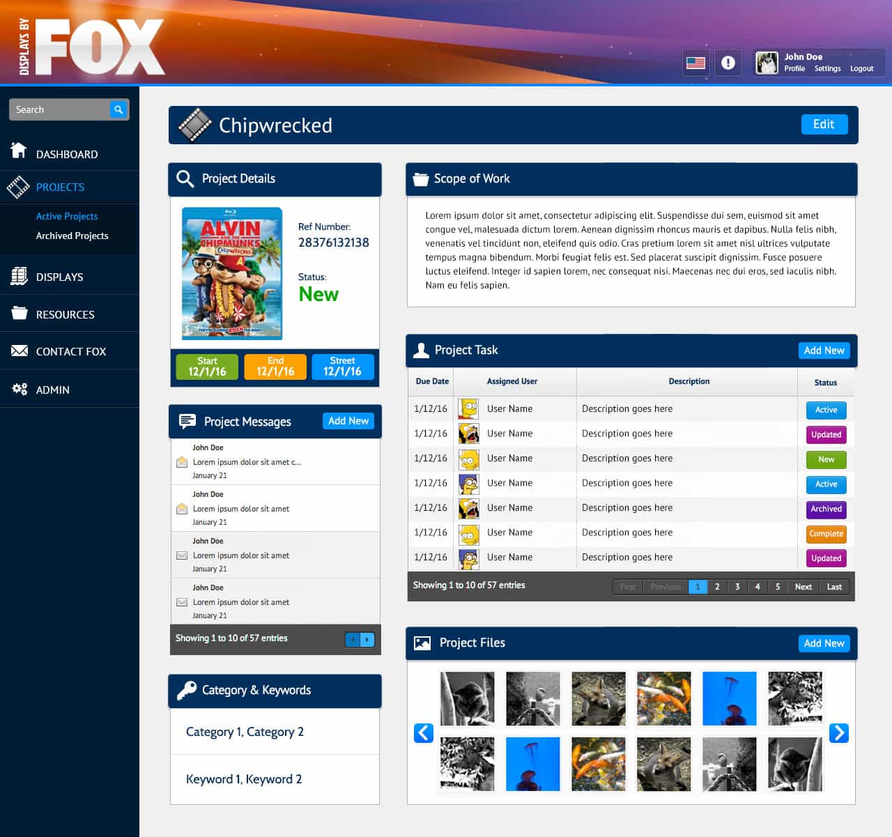 20th Century Fox Display Project Management Software